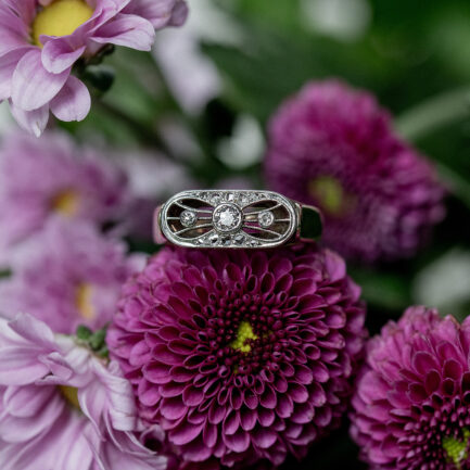 ANILLO ART DECÓ DE ORO Y DIAMANTES, ALEMANIA 1920/40