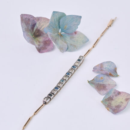 BRAZALETE DE ESLABONES DE DIAMANTES Y ZAFIROS, HOLANDA, SEGUNDA MITAD DEL SIGLO XX