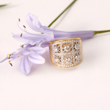 ANILLO DE ORO BICOLOR CON DIAMANTES