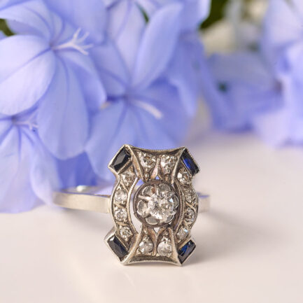 ANILLO DE ORO BLANCO Y DIAMANTES
