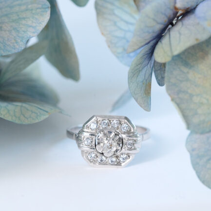 ANILLO DE ORO BLANCO 18K Y DIAMANTES