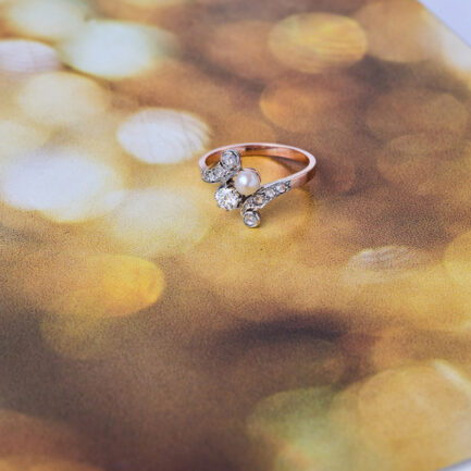 ANILLO TOI ET MOI CON DIAMANTES Y PERLA